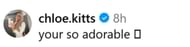 Chloe Kitts comments on Collin Murray-Boyles' IG post. (Photo: @30murrayjr on IG)